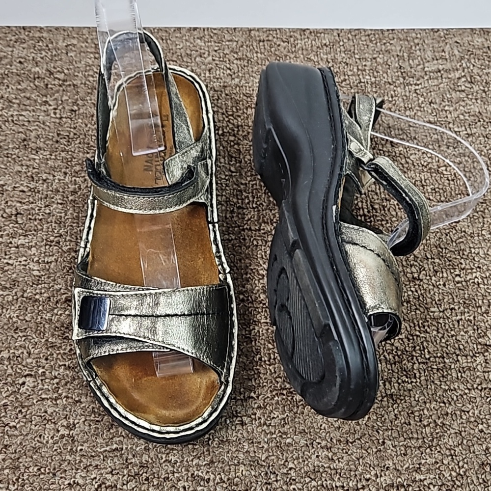 NAOT Papaya Sandals Metal Leather Metallic Colored Sz 37 (6) Women's - Picture 3 of 7